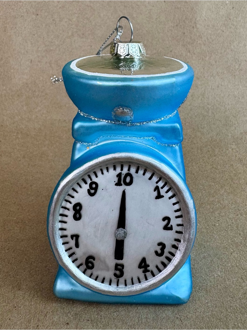 Vintage Style Light Blue Glass Kitchen Scale Retro Christmas Tree Ornament